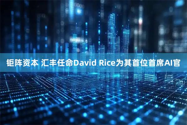 钜阵资本 汇丰任命David Rice为其首位首席AI官